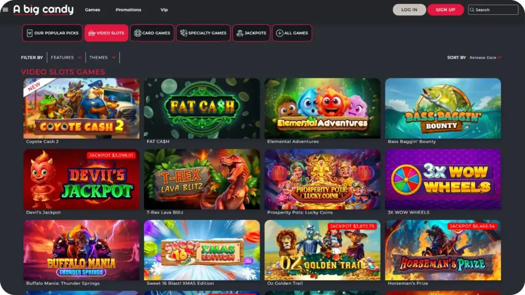 A Big Candy slots RTG video slots catalogue